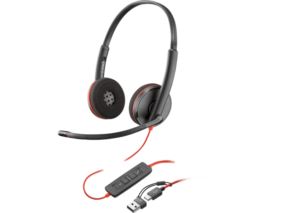 Poly Blackwire 3220 Stereo USB-C Headset +USB-C/A Adapter